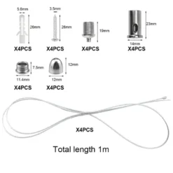 Set de 4 cables de suspensión para instalación de panel led 1m