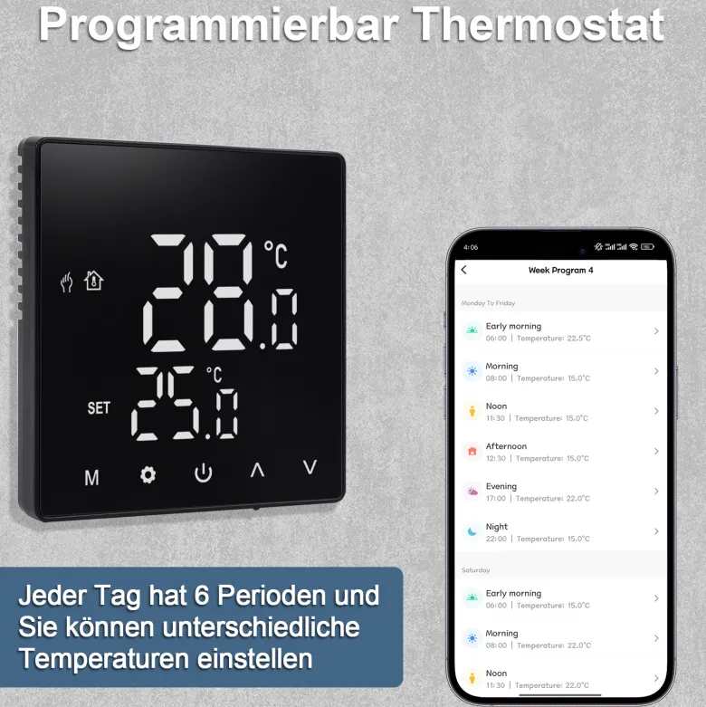 Termostato digital WiFi + ZigBee KOOB negro