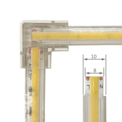 Unión intermedia L tira led PCB 8mm