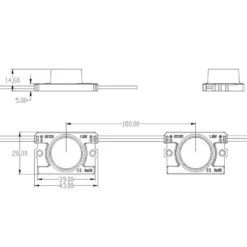 20x Módulo Led 1xSMD3535, lente 10*30°, DC12V, 2.4W, IP65