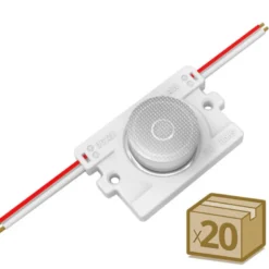 20x Módulo Led 1xSMD3535, lente 10*30°, DC12V, 2.4W, IP65