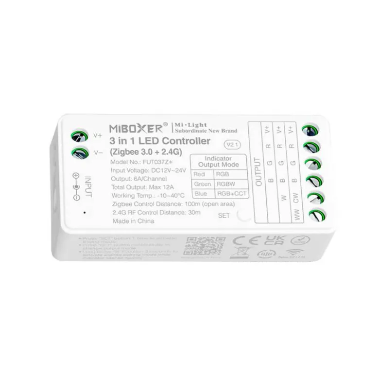 ZigBee + 2.4G RF controlador DC12-24V - 3 en 1 RGB+RGBW+RGBCCT